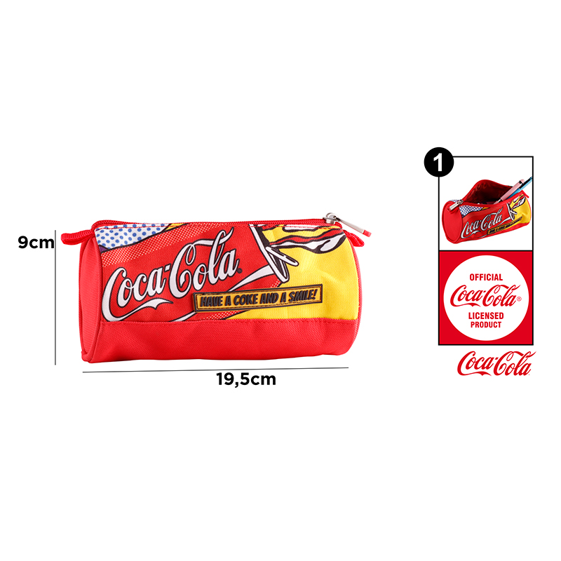 Wholesale Coca-Cola 1-Zip Round Pencil Case – Stylish and